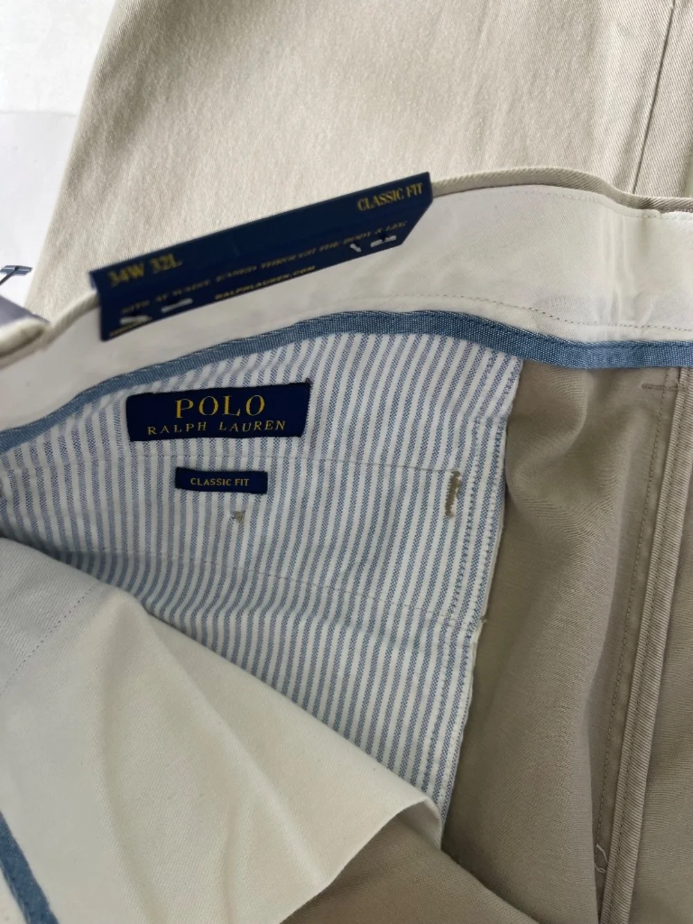 Polo Ralph Lauren Chino Pants Khaki Classic Fit Mens Size 34x32 NWT - Picture 7 of 12